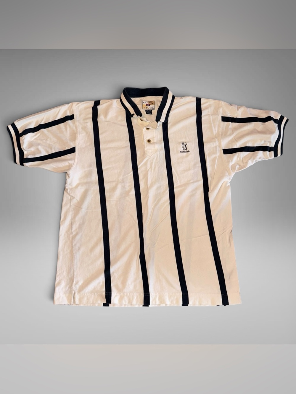 Vintage Cutter & Buck TPC Scottsdale Embroidered Striped Golf Polo Shirt (XXL)